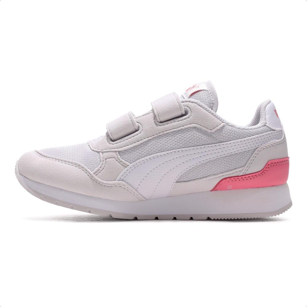 Tênis Puma St Runner V4 Mesh Juvenil Branco/Rosa 2