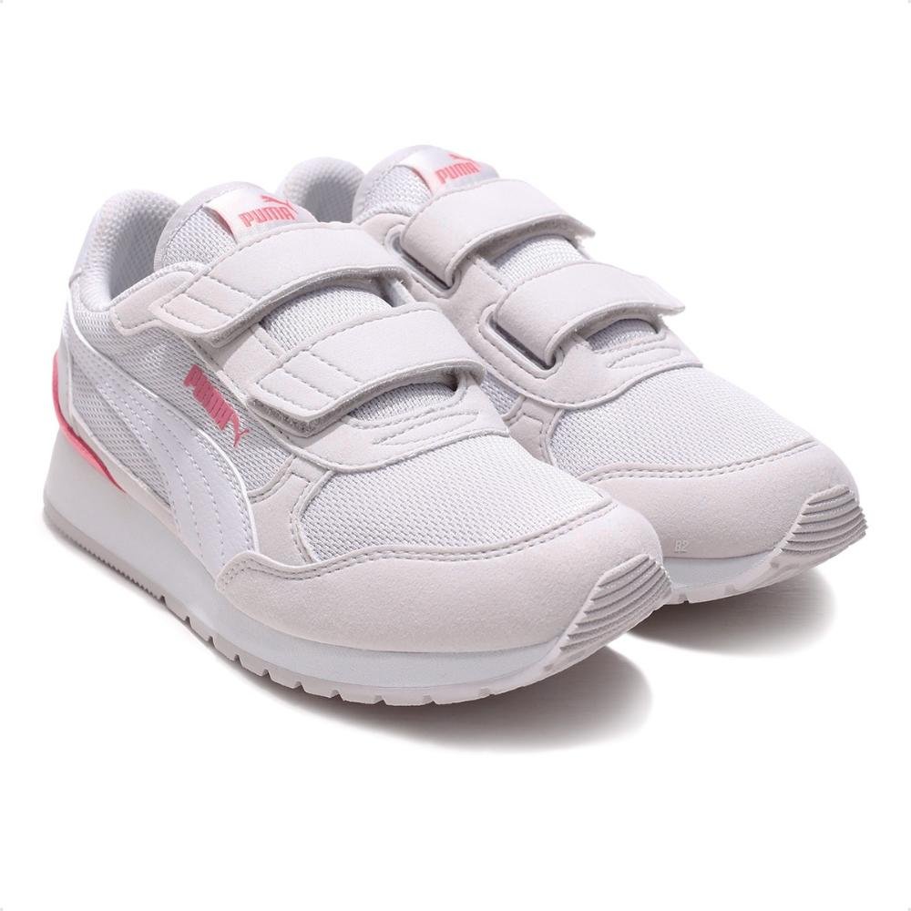 Tênis Puma St Runner V4 Mesh Juvenil Branco/Rosa 3