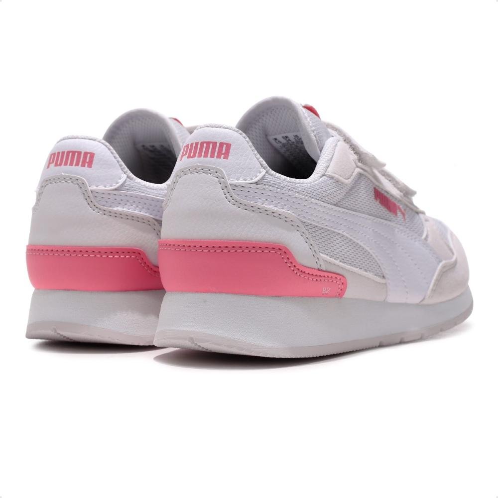 Tênis Puma St Runner V4 Mesh Juvenil Branco/Rosa 5