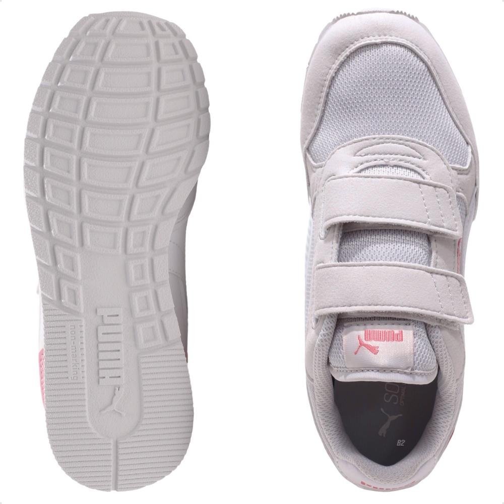 Tênis Puma St Runner V4 Mesh Juvenil Branco/Rosa 6