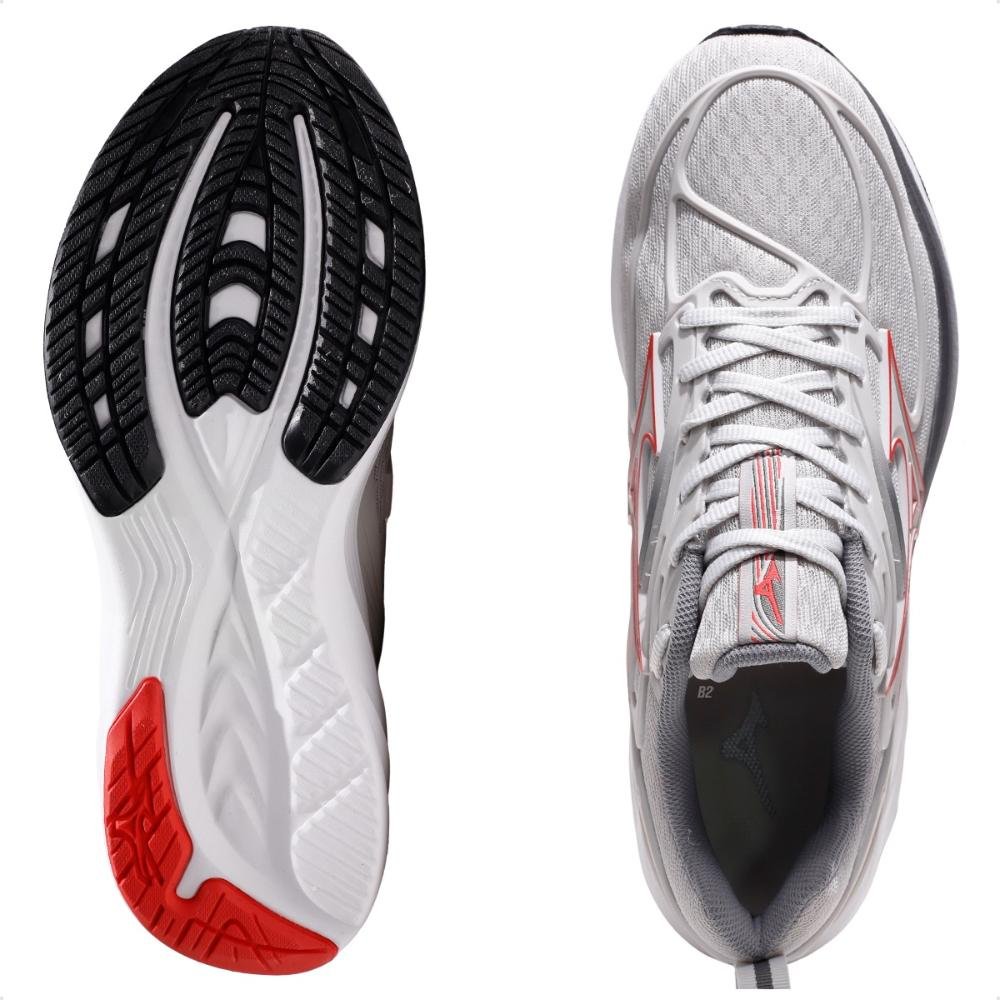 Tênis Mizuno Space 6 Unissex Cinza/Vermelho 6