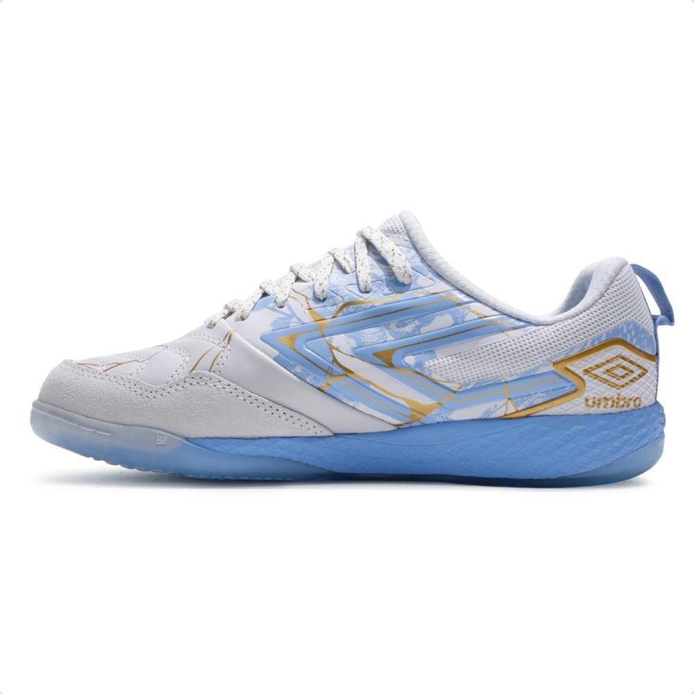 Chuteira Futsal Umbro Pro 5 Bump Kintsugi Branco/Azul 2