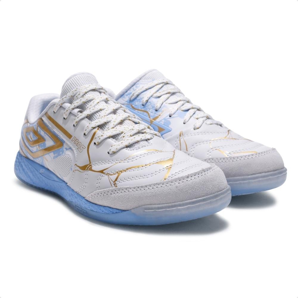 Chuteira Futsal Umbro Pro 5 Bump Kintsugi Branco/Azul 3