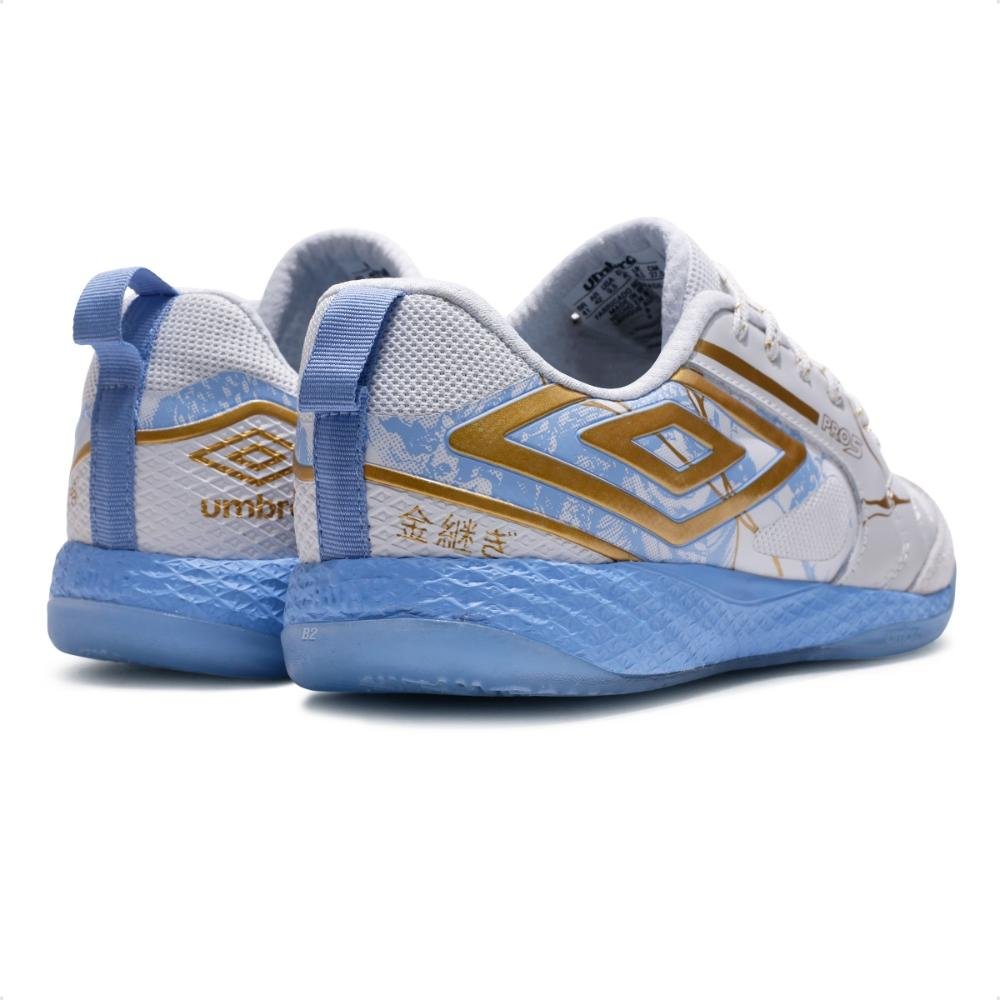 Chuteira Futsal Umbro Pro 5 Bump Kintsugi Branco/Azul 5