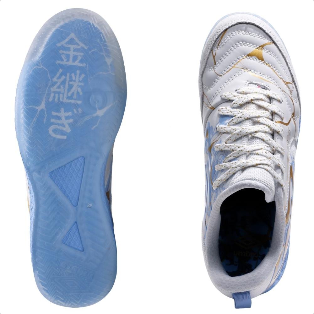 Chuteira Futsal Umbro Pro 5 Bump Kintsugi Branco/Azul 6