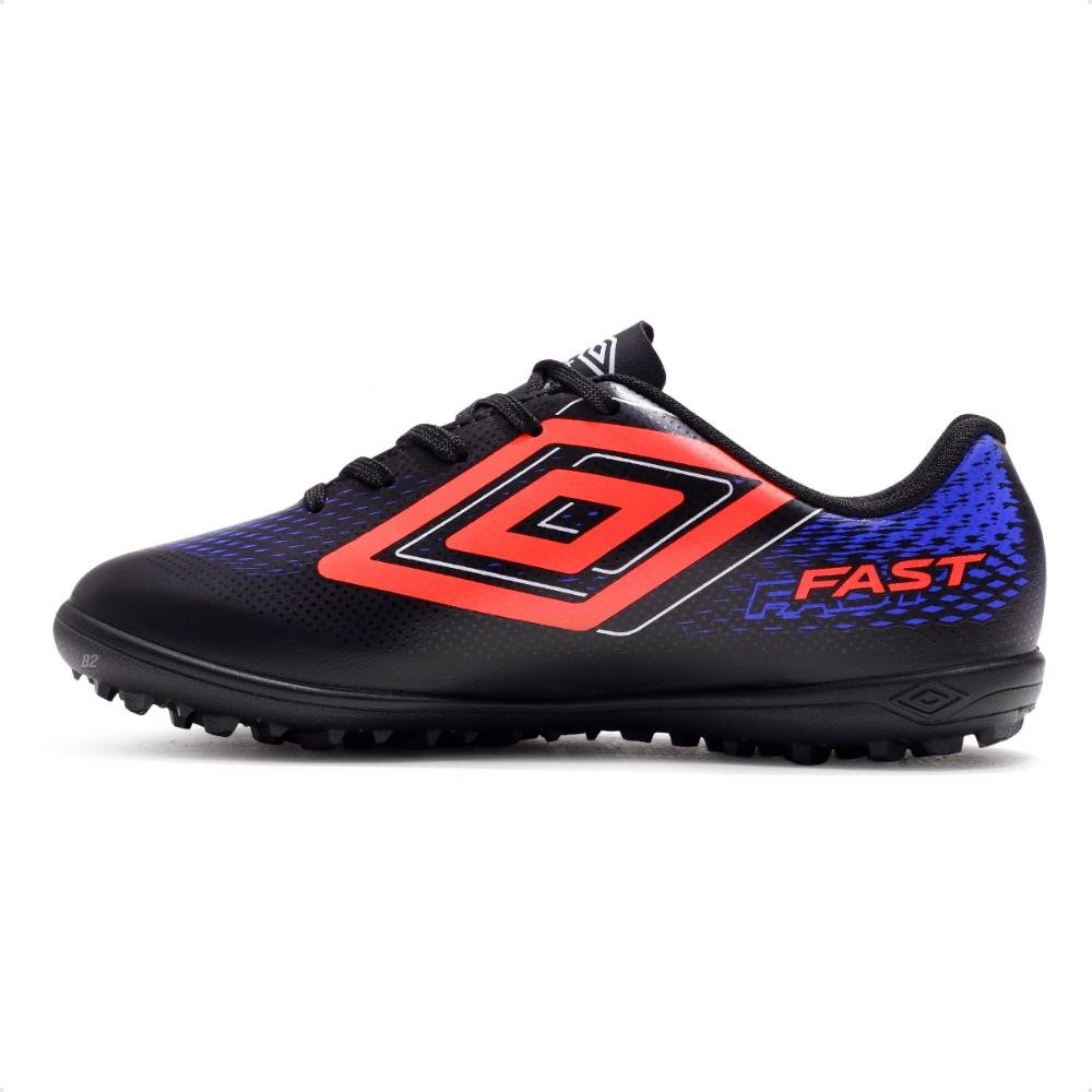 Chuteira Society Umbro Fast II Jr Preto/Coral 2