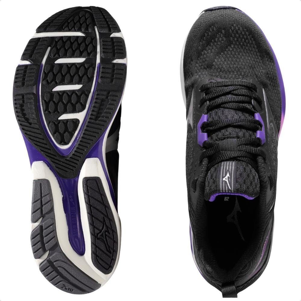 Tênis Mizuno Wave Dynasty 7 Feminino Preto/Roxo 6