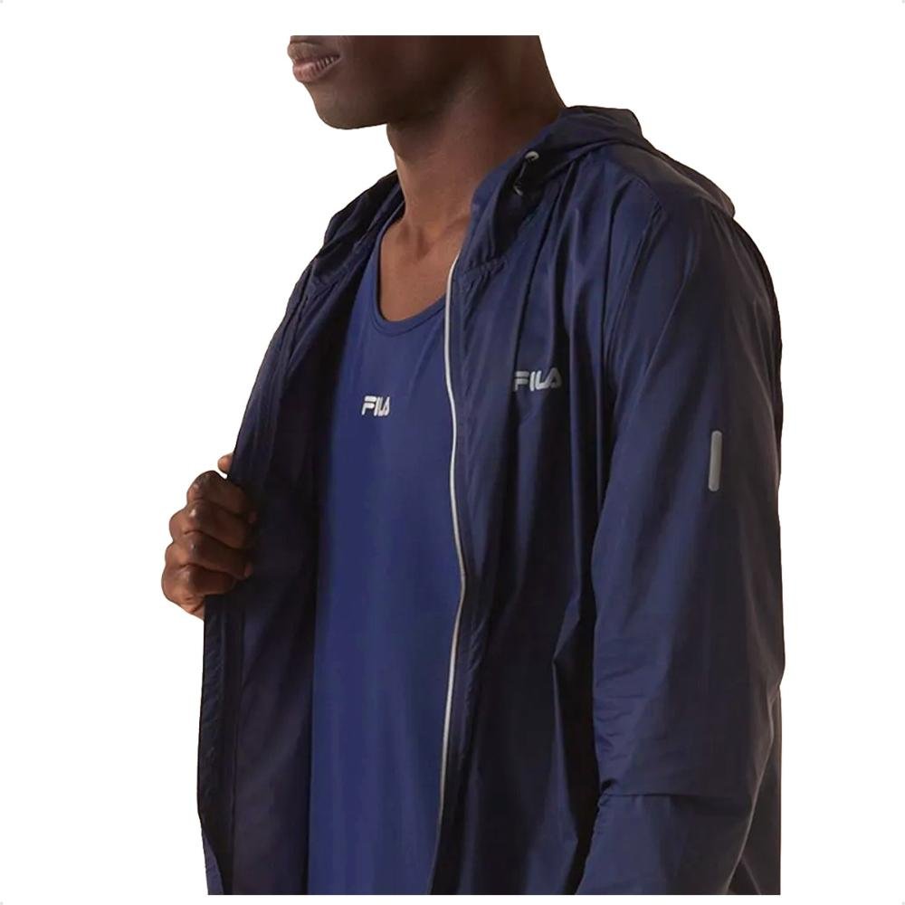 Jaqueta Fila Corta Vento Racer Run Masculina Azul Marinho 5