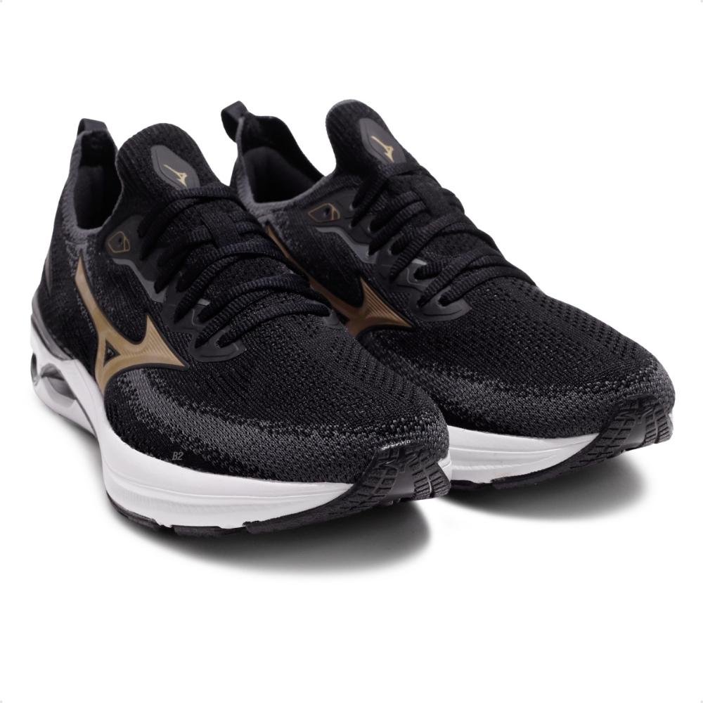 Tênis Mizuno Wave Mirai 8 Unissex Preto/Dourado 3
