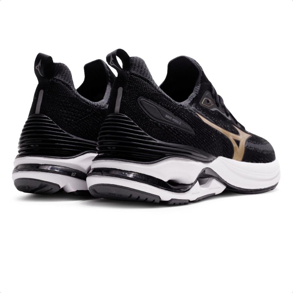 Tênis Mizuno Wave Mirai 8 Unissex Preto/Dourado 5