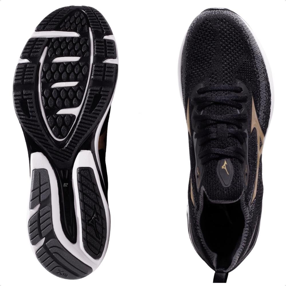 Tênis Mizuno Wave Mirai 8 Unissex Preto/Dourado 6