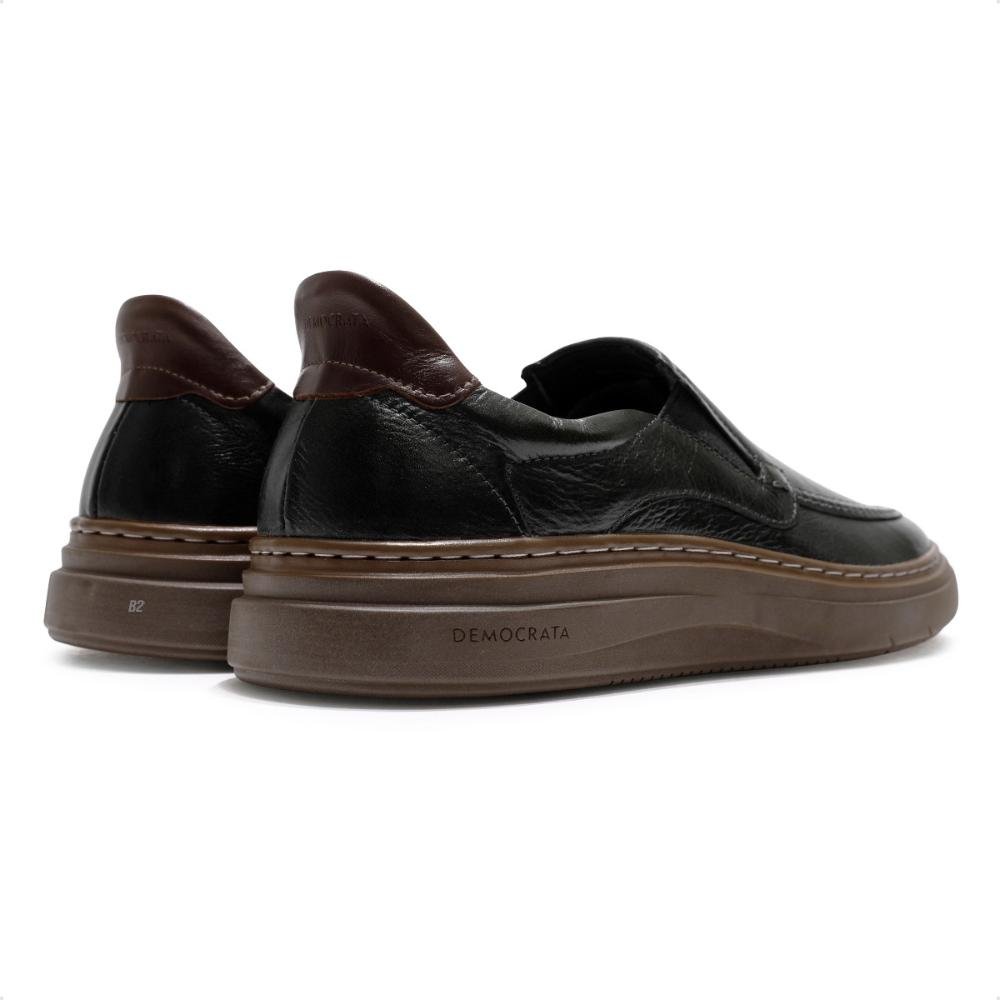Sapatênis Democrata Calce Fácil Grid Slip On Masculino Preto 5