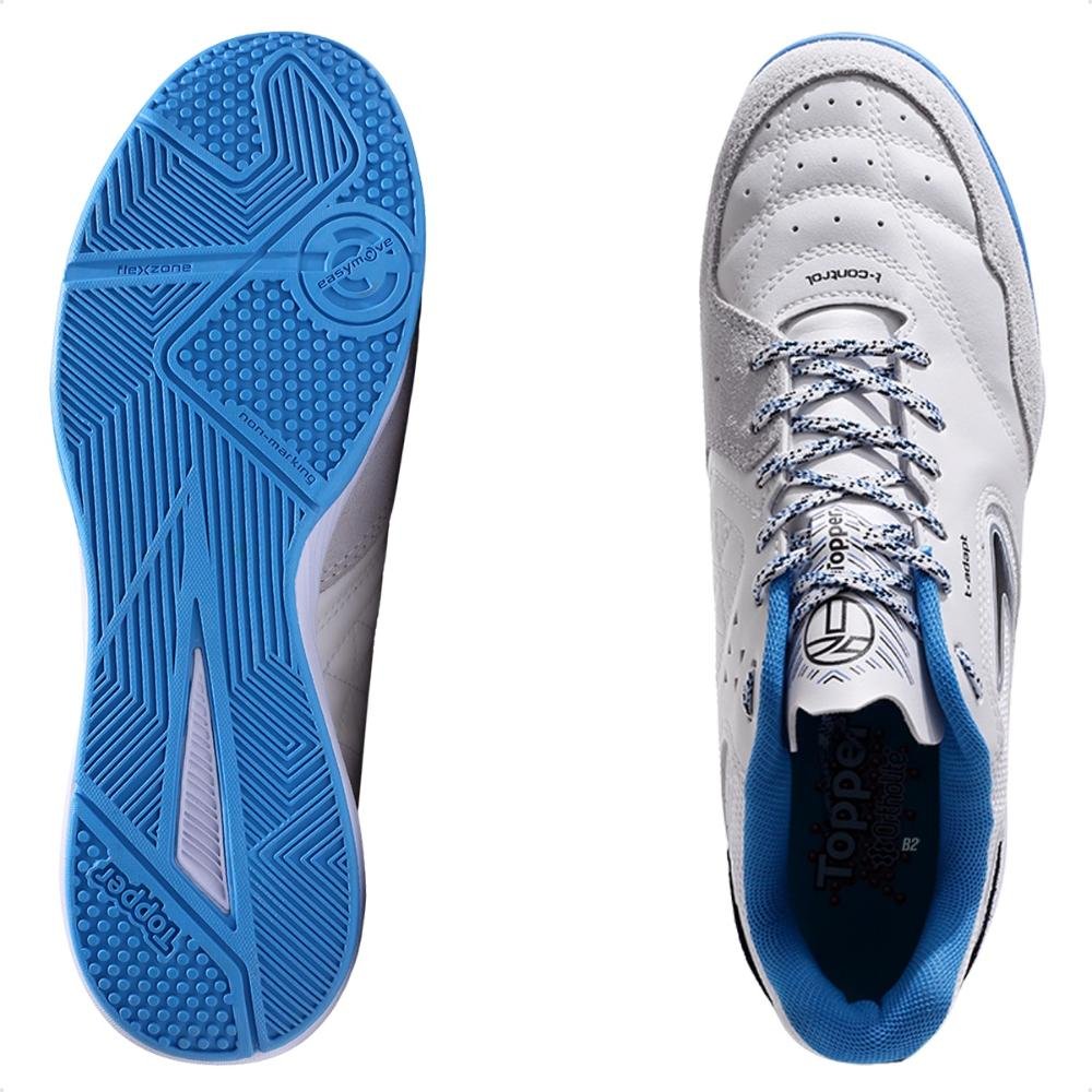 Chuteira Futsal Topper Dominator Club VI Unissex Branco/Azul 6