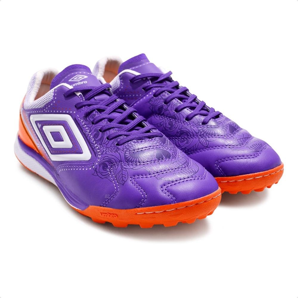 Chuteira Society Umbro Adamant Master Class Pro Bump Masculina Roxo/Laranja 3