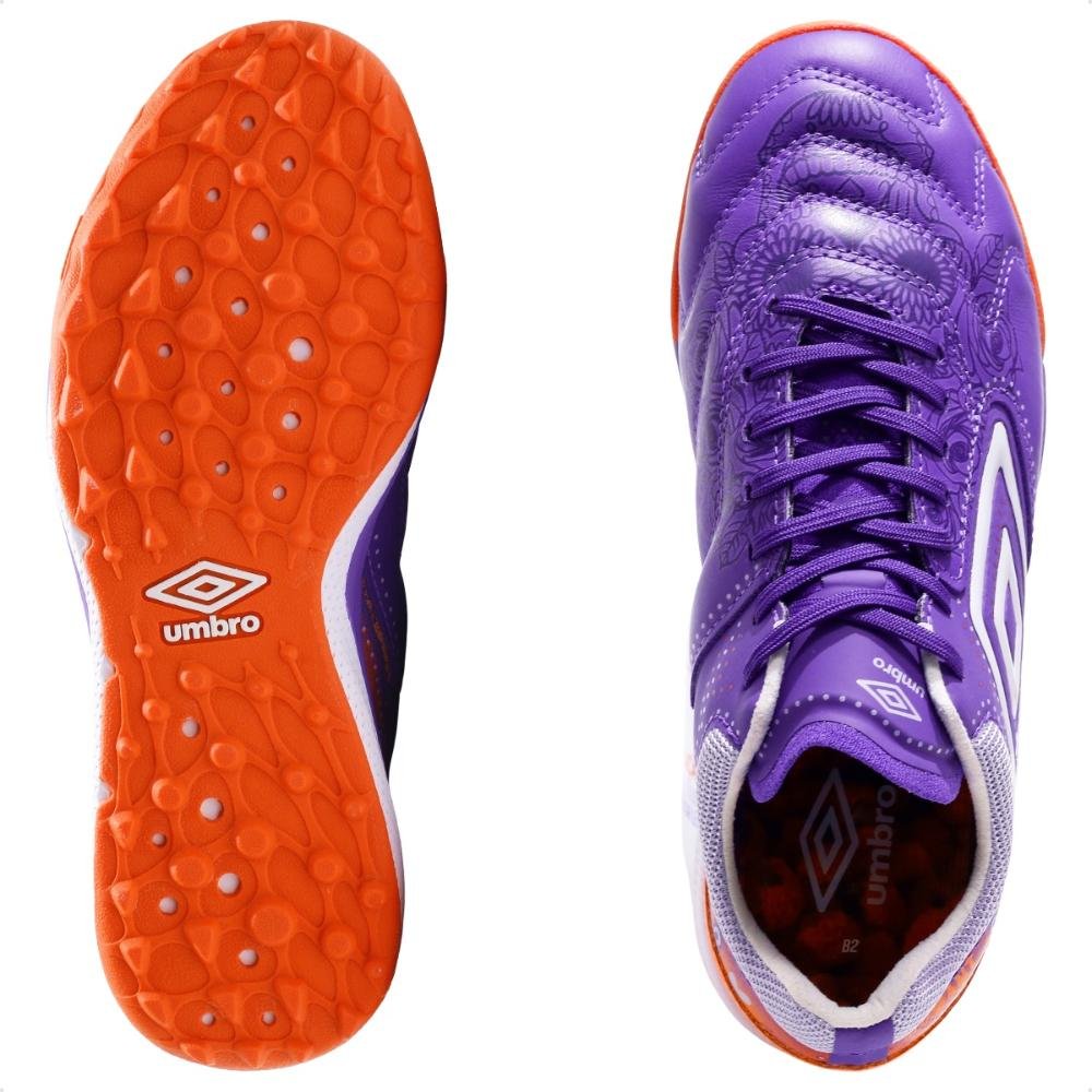 Chuteira Society Umbro Adamant Master Class Pro Bump Masculina Roxo/Laranja 6