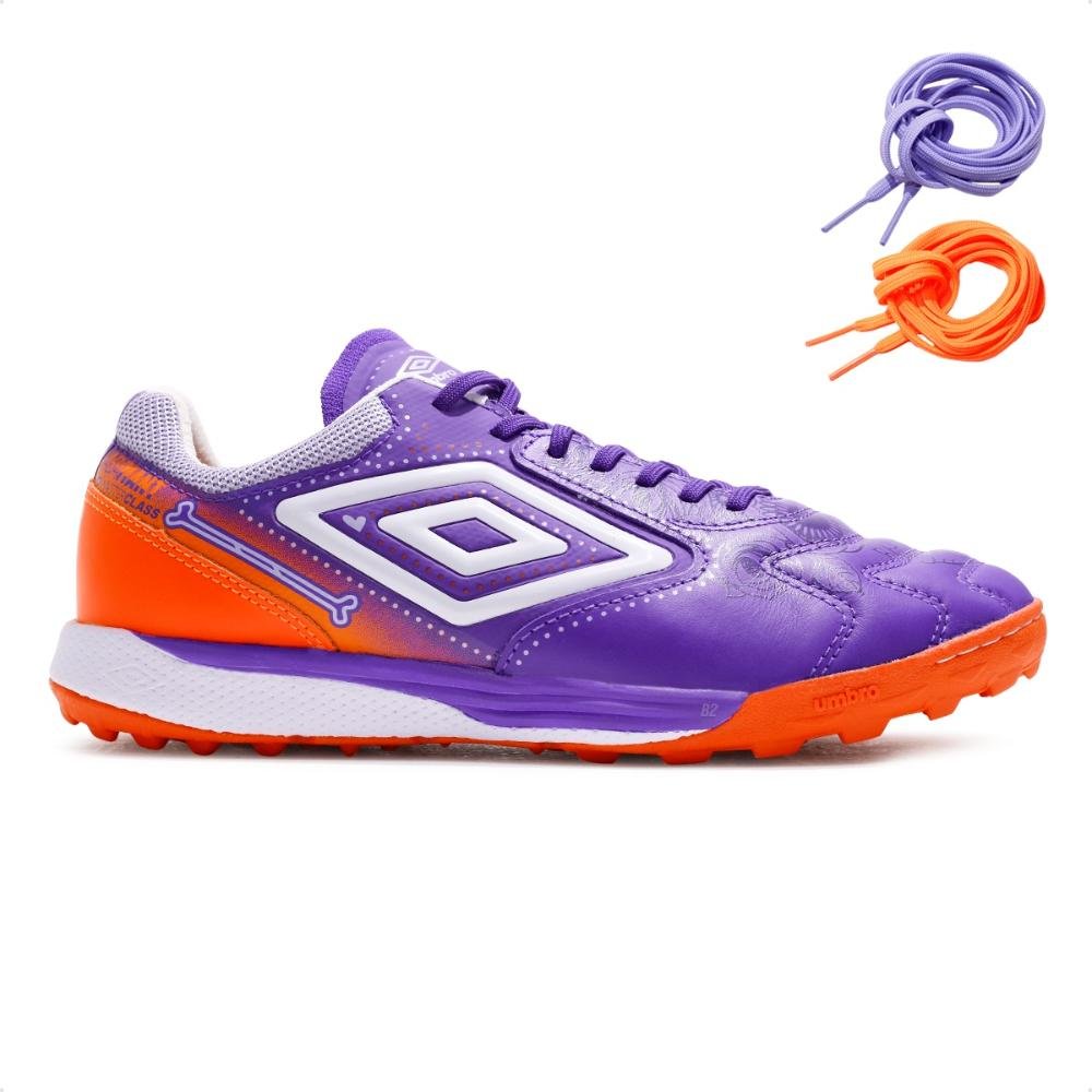 Chuteira Society Umbro Adamant Master Class Pro Bump Masculina Roxo/Laranja 7