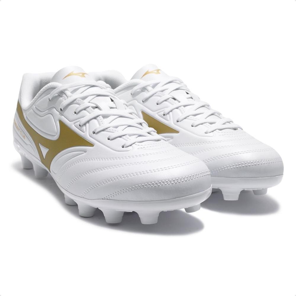 Chuteira Campo Mizuno Regent Club MD Masculina Branco/Dourado 3