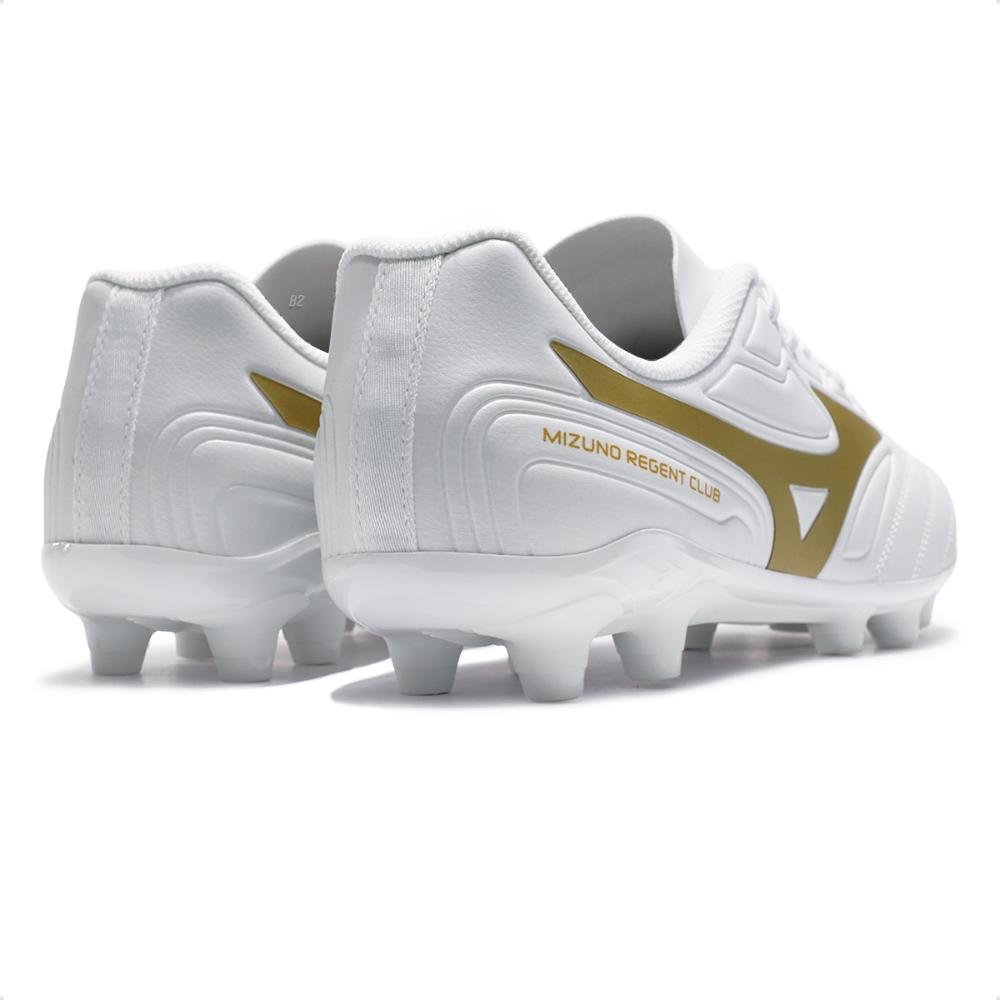 Chuteira Campo Mizuno Regent Club MD Masculina Branco/Dourado 5