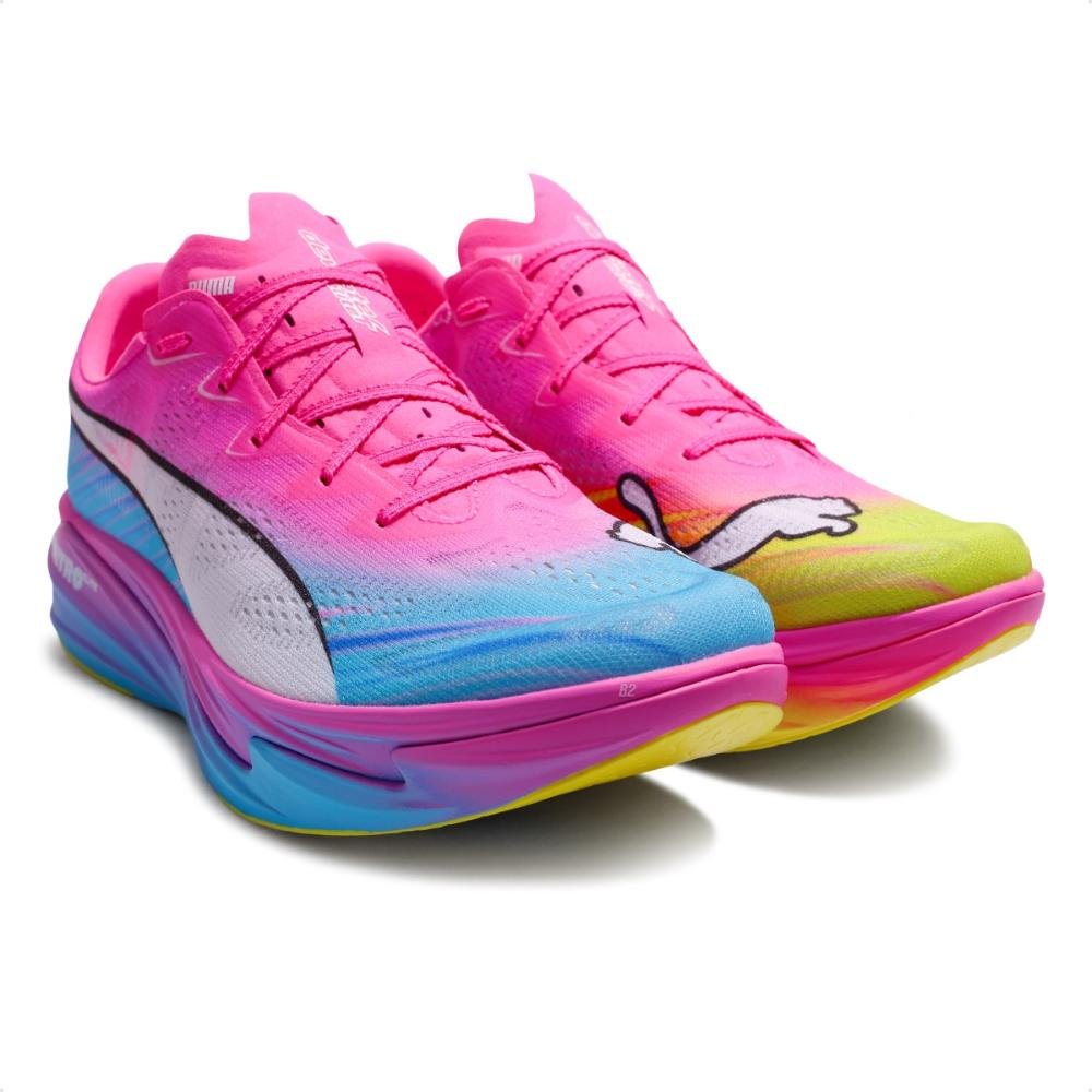 Tênis Puma Deviate Nitro Elite 4 St Feminino Rosa/Azul 3