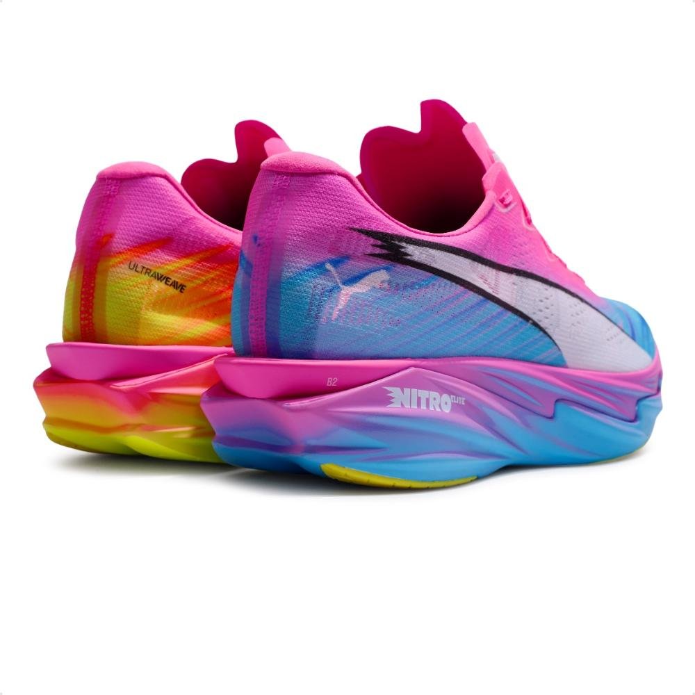 Tênis Puma Deviate Nitro Elite 4 St Feminino Rosa/Azul 5