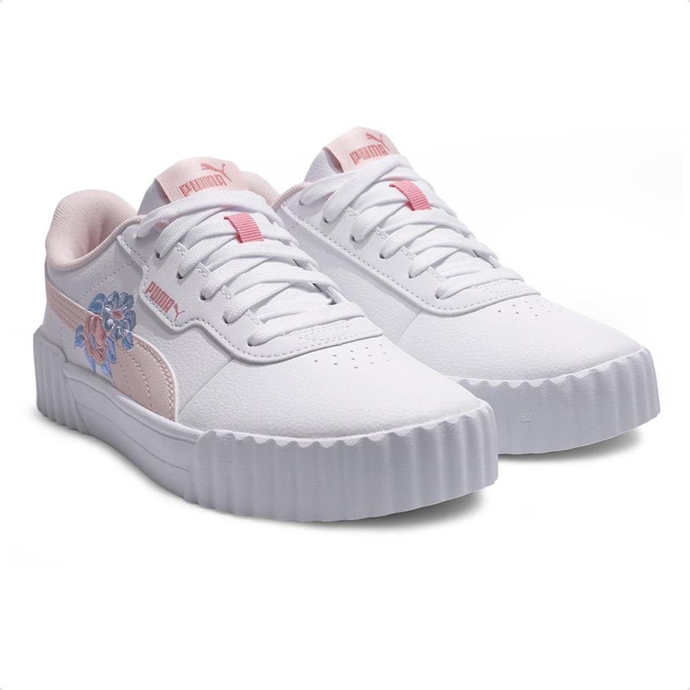 Tênis Puma Carina 3.0 Floral Juvenil Branco/Rosa 3