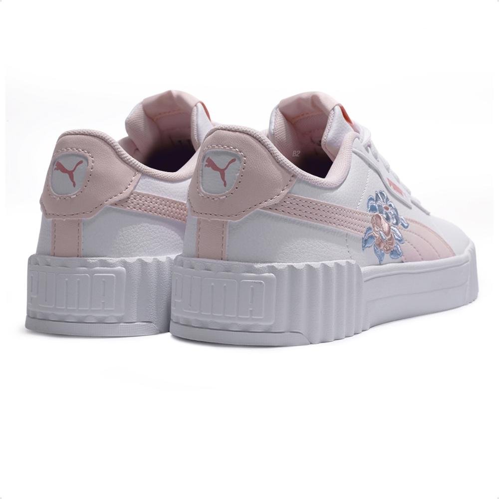 Tênis Puma Carina 3.0 Floral Juvenil Branco/Rosa 5