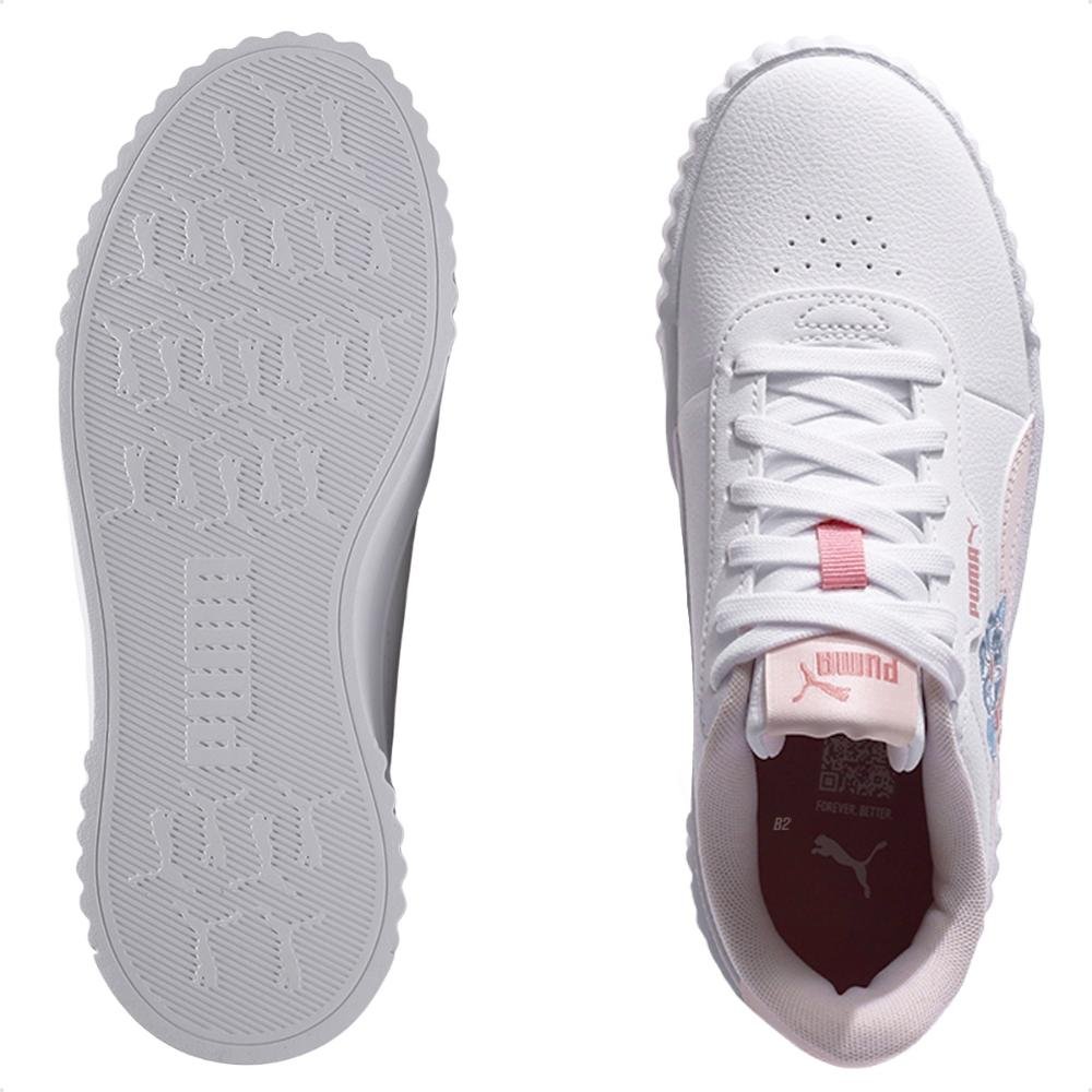 Tênis Puma Carina 3.0 Floral Juvenil Branco/Rosa 6