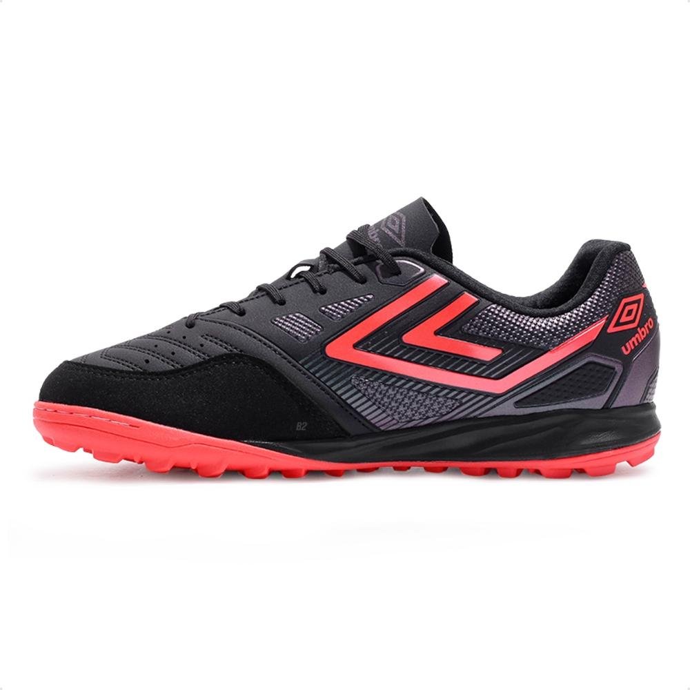 Chuteira Society Umbro Pro 5 Bump Club Unissex Preto/Coral 2