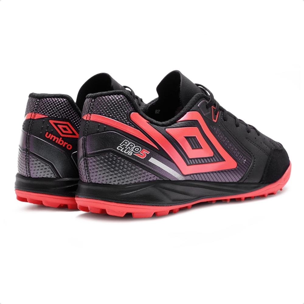 Chuteira Society Umbro Pro 5 Bump Club Unissex Preto/Coral 5