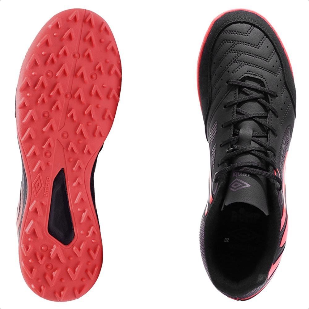 Chuteira Society Umbro Pro 5 Bump Club Unissex Preto/Coral 6