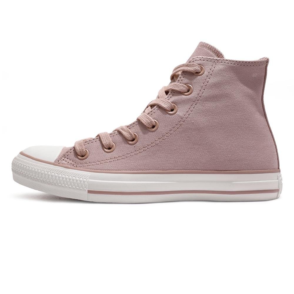 Tênis Converse All Star Chuck Taylor Peached Canvas Cano Alto Feminino Rose/Branco 2