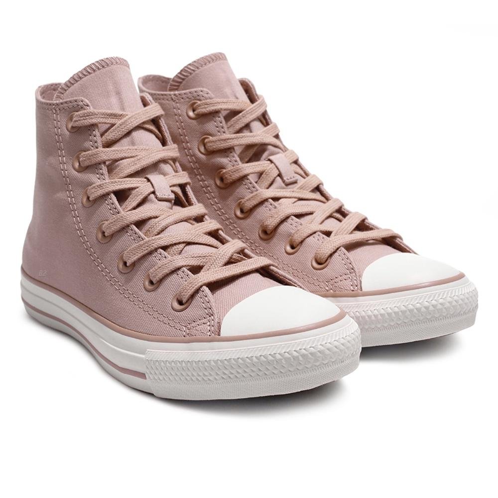 Tênis Converse All Star Chuck Taylor Peached Canvas Cano Alto Feminino Rose/Branco 3