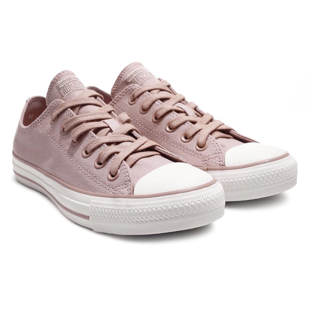Tênis Converse All Star Chuck Taylor Peached Canvas Cano Baixo Feminino Rose/Branco 3