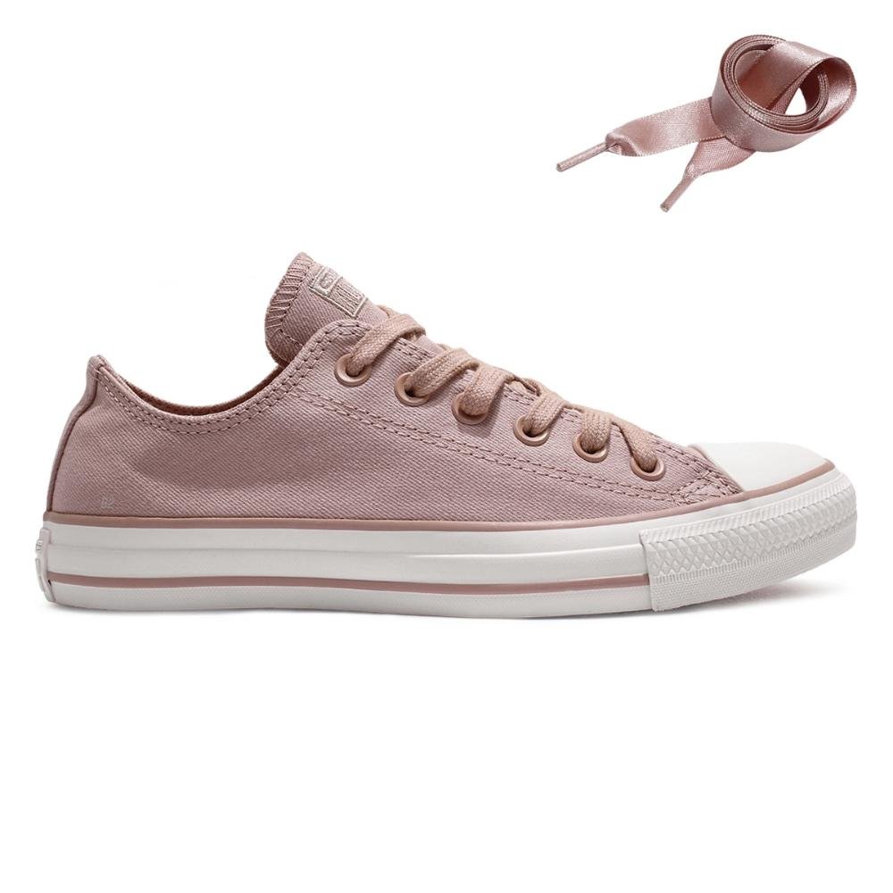 Tênis Converse All Star Chuck Taylor Peached Canvas Cano Baixo Feminino Rose/Branco 7