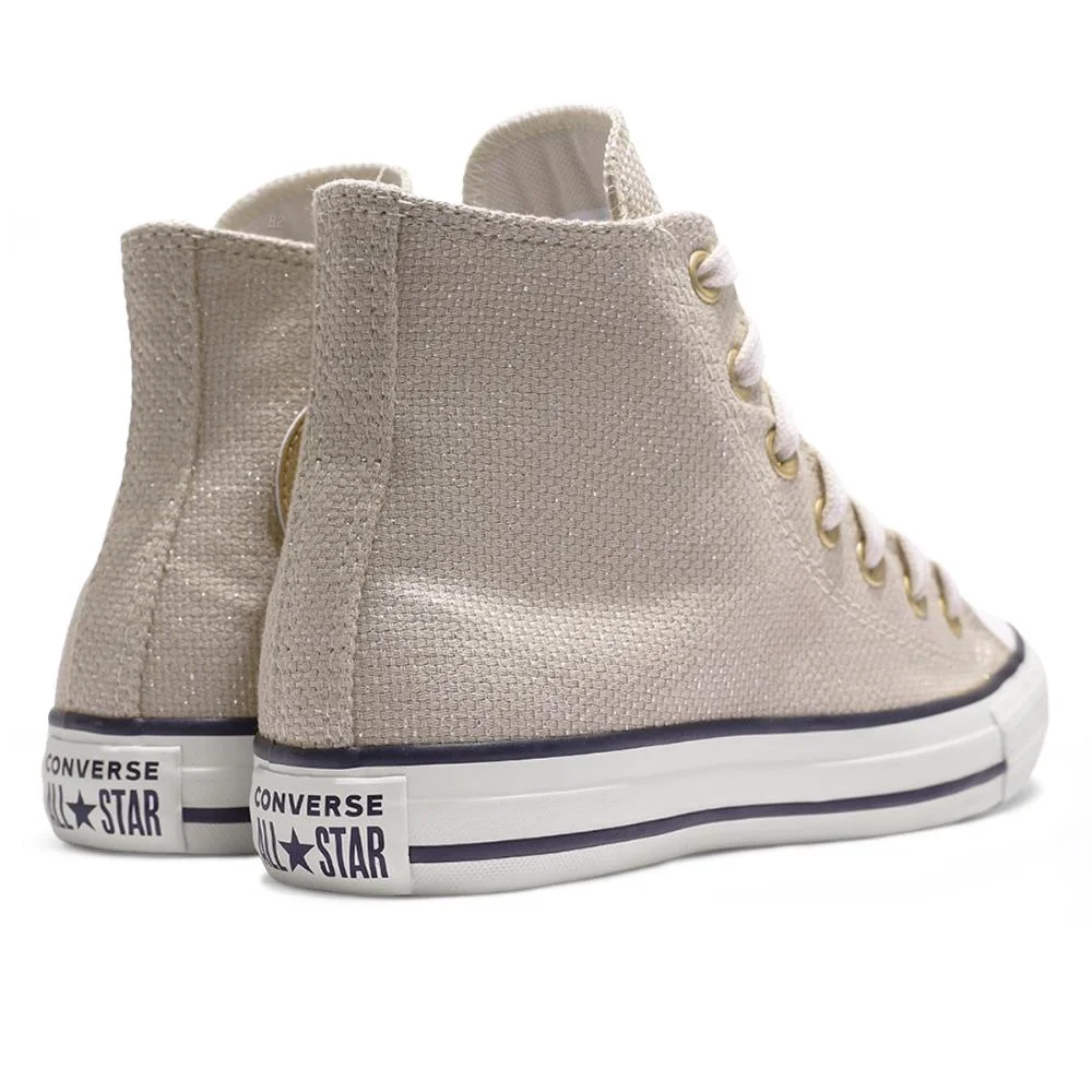Tênis Converse All Star Chuck Taylor Heathered Sheen Cano Alto Feminino Bege 5