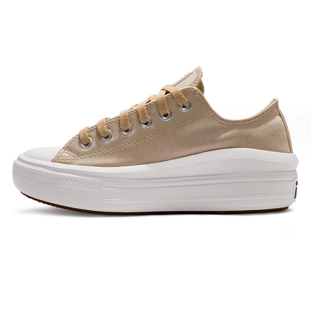 Tênis Converse All Star Chuck Taylor Move Cetim Cano Baixo Feminino Bege 2
