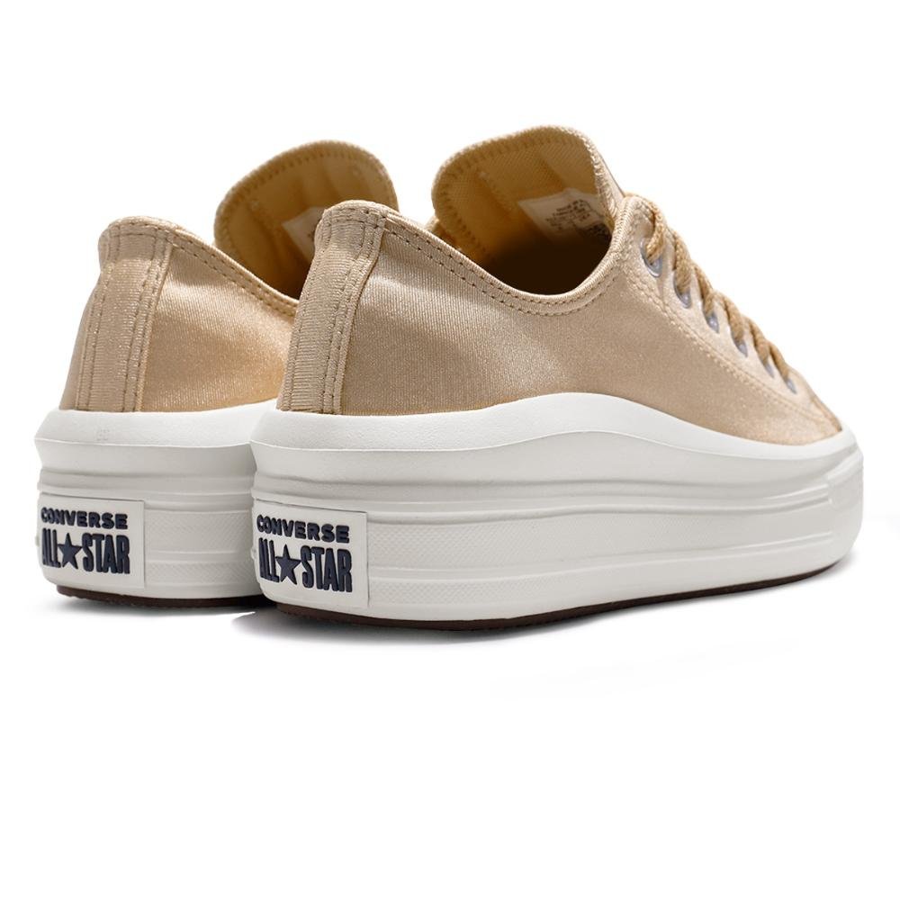 Tênis Converse All Star Chuck Taylor Move Cetim Cano Baixo Feminino Bege 5