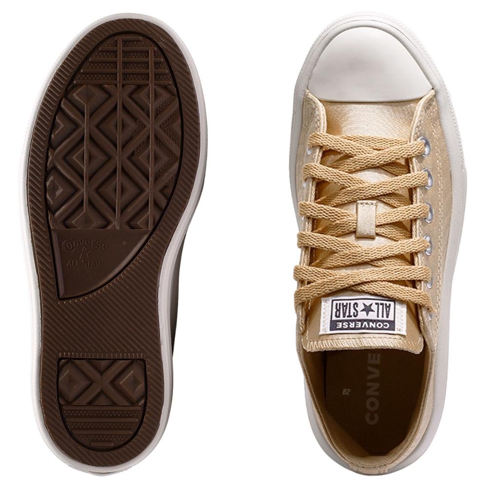 Tênis Converse All Star Chuck Taylor Move Cetim Cano Baixo Feminino Bege 6