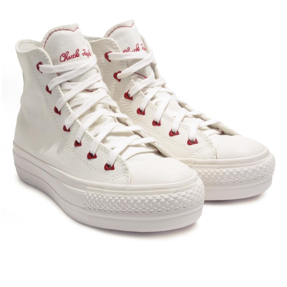 Tênis Converse All Star Chuck Taylor Lift In Love Cano Alto Feminino Branco/Vermelho 3