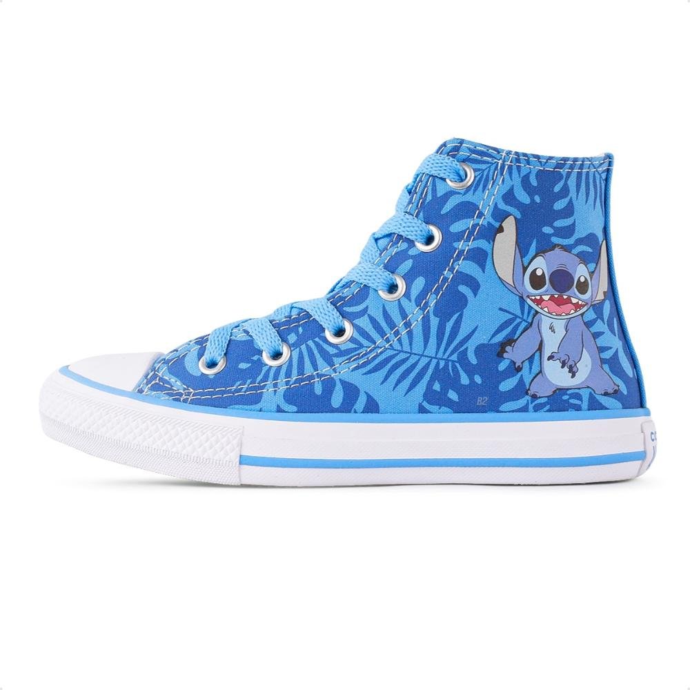 Tênis Converse All Star Chuck Taylor Cano Alto X Disney Stitch Juvenil Azul 2