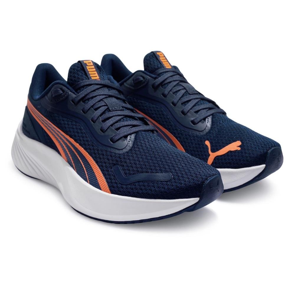 Tênis Puma Pounce Lite Running Juvenil Azul Marinho/Laranja 3