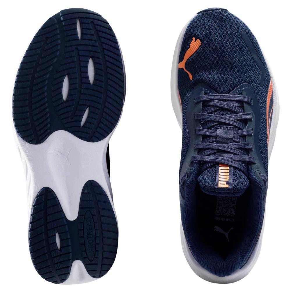 Tênis Puma Pounce Lite Running Juvenil Azul Marinho/Laranja 6
