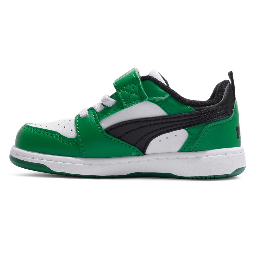 Tênis Puma Rebound V6 Infantil Verde/Branco 2
