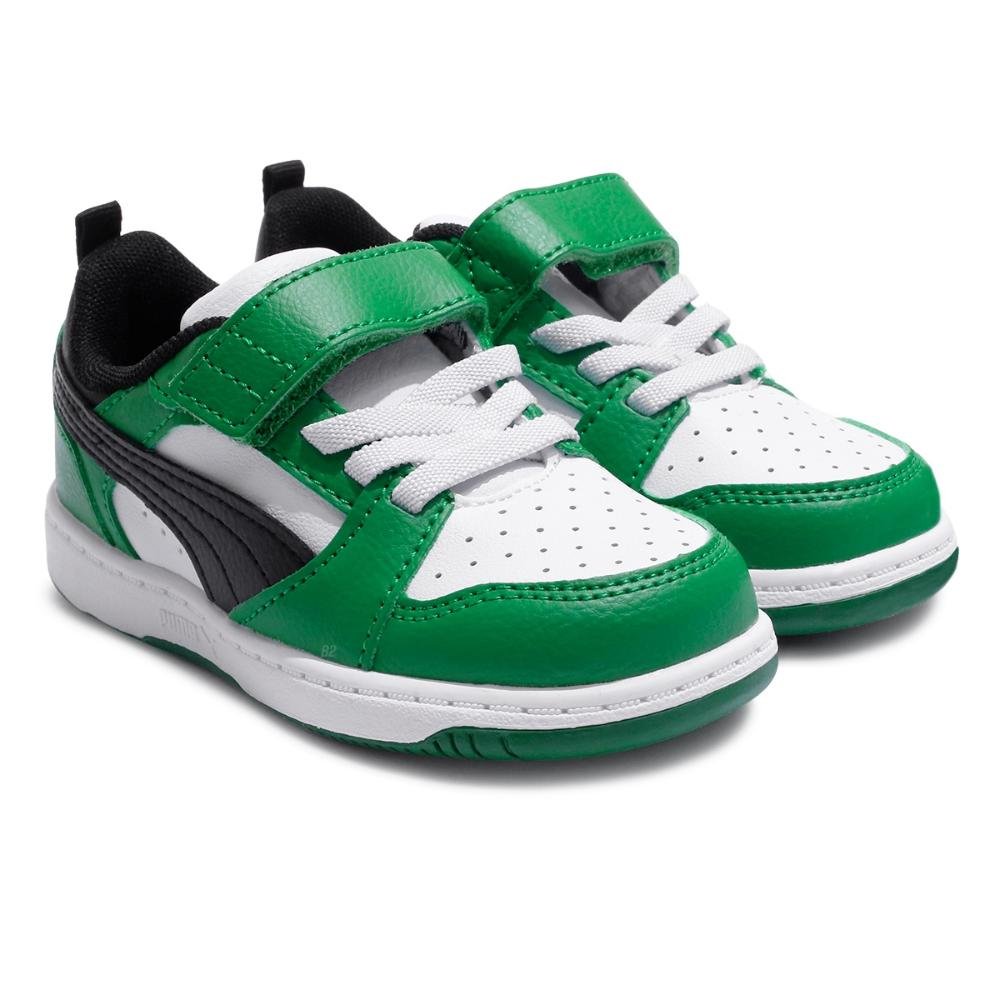 Tênis Puma Rebound V6 Infantil Verde/Branco 3