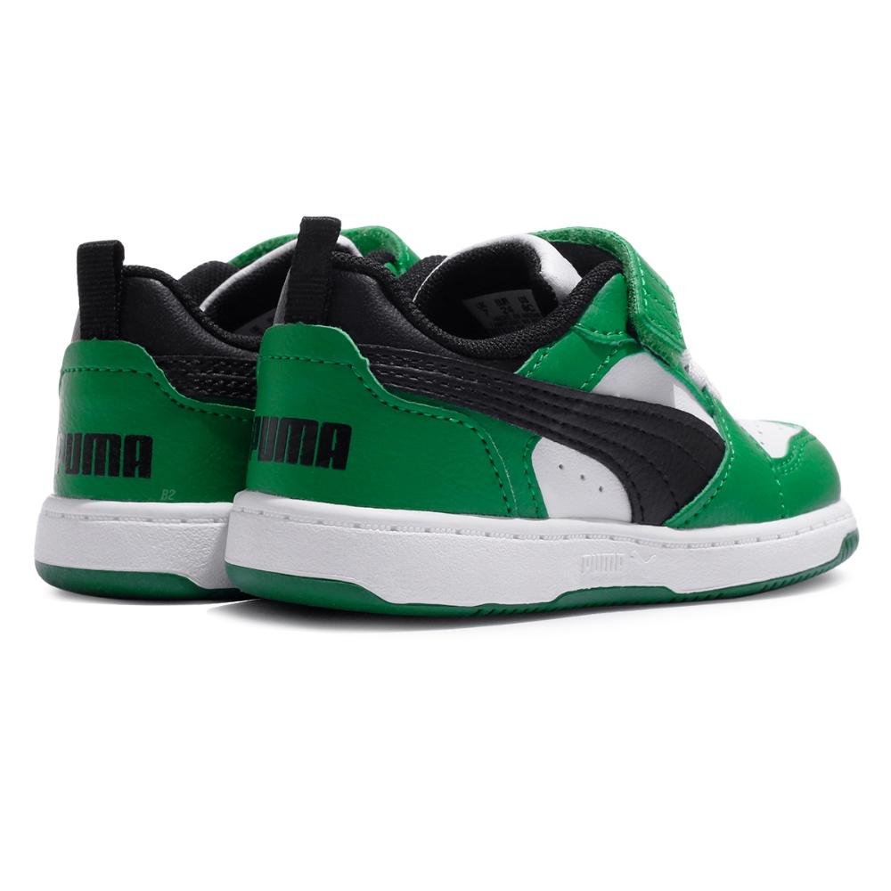 Tênis Puma Rebound V6 Infantil Verde/Branco 5