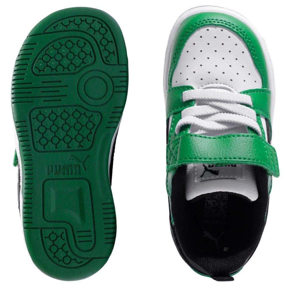 Tênis Puma Rebound V6 Infantil Verde/Branco 6