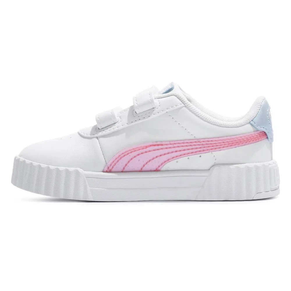 Tênis Puma Carina 3.0 Blurry Infantil Branco/Rosa 2