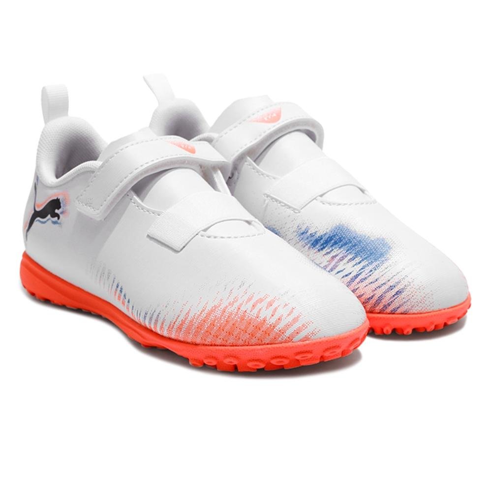 Chuteira Society Puma Future 8 Play TT Infantil Branco/Coral 3