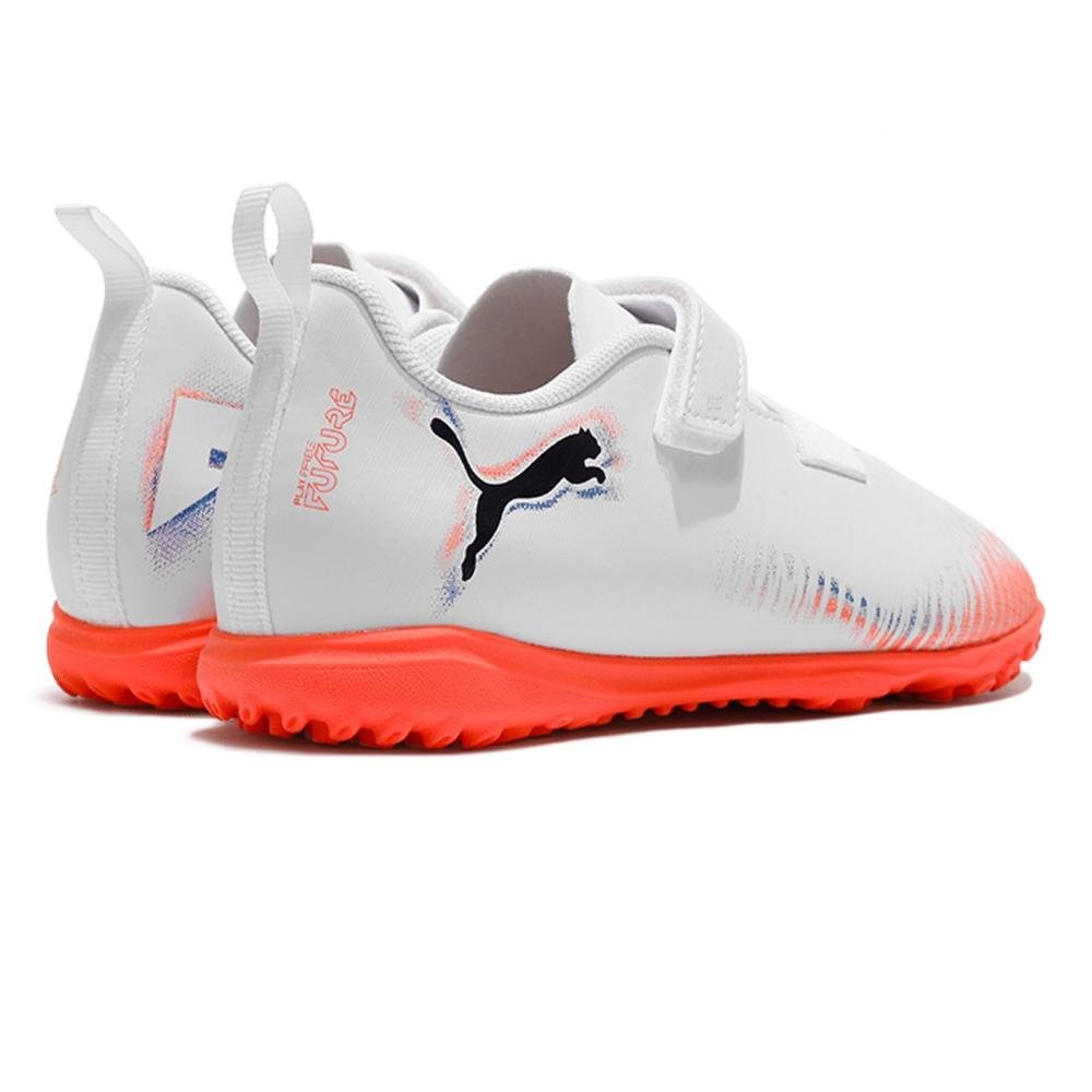 Chuteira Society Puma Future 8 Play TT Infantil Branco/Coral 5