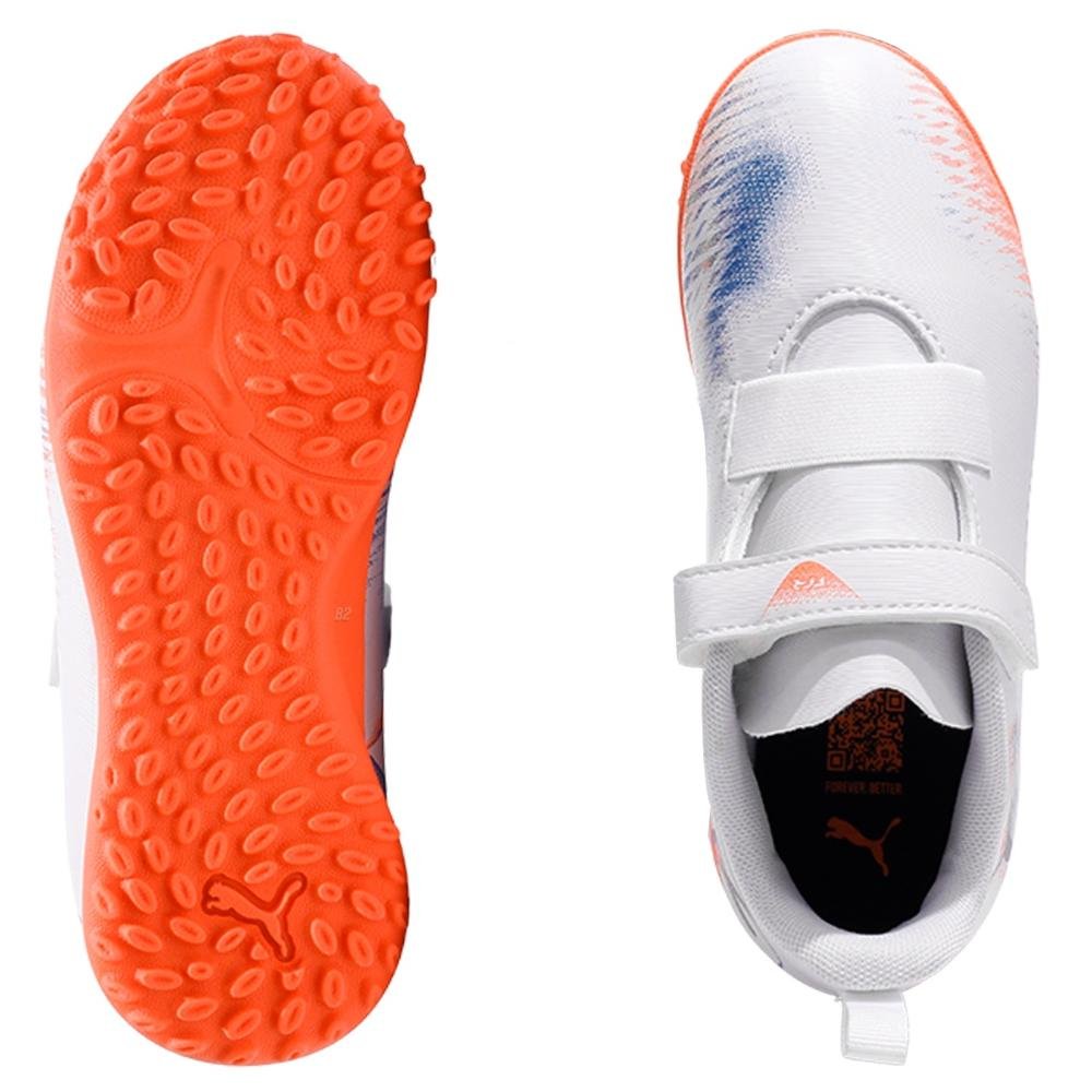 Chuteira Society Puma Future 8 Play TT Infantil Branco/Coral 6